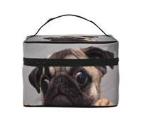 Gracioso Perro codicioso Pug, Bolsa de Maquillaje Bolsa de cosméticos Bolsa de Aseo de Viaje portátil Estuche para lápices
