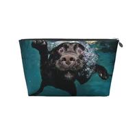 Gracioso Perro Labrador Negro Nadando con Cara expresiva, Bolsa de artículos de tocador Bolsa de Maquillaje Bolsa de cosméticos Bolsa de artículos de tocador de Viaje portátil