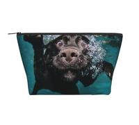 Gracioso Perro Labrador Negro Nadando con Cara expresiva, Bolsa de artículos de tocador Bolsa de Maquillaje Bolsa de cosméticos Bolsa de artículos de tocador de Viaje portátil