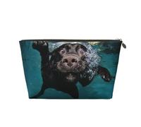 Gracioso Perro Labrador Negro Nadando con Cara expresiva, Bolsa de Maquillaje Bolsa de cosméticos Bolsa de artículos de tocador de Viaje portátil Bolsa de artículos de tocador