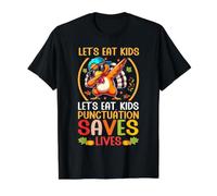 Gracioso Profesor de gramática de Let's Eat Kids para Acción de Gracias Camiseta gráfica económica, Hombre, Negro, XL