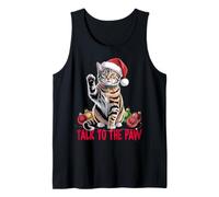 Gracioso Santa Cat Talk To The Paw enredado en la luz de Camiseta sin Mangas