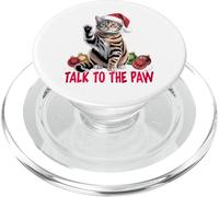 Gracioso Santa Cat Talk To The Paw enredado en la luz de PopSockets PopGrip para MagSafe