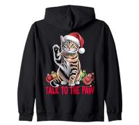 Gracioso Santa Cat Talk To The Paw enredado en la luz de Sudadera con Capucha