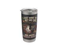 Gracioso Solo quiero acariciar a mi gato y ver programas de asesinato 1 Vaso térmico de acero inoxidable de doble pared