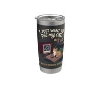 Gracioso Solo quiero acariciar a mi gato y ver programas de asesinato 4 Vaso térmico de acero inoxidable de doble pared