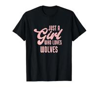 Gracioso Solo Una Chica Que Ama Los Lobos Camiseta gráfica económica, Hombre, Negro, S