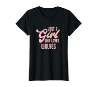 Gracioso Solo Una Chica Que Ama Los Lobos Camiseta gráfica económica, Mujer, Negro, XS