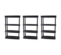 Gracious Living Unidad de almacenamiento de 4 estantes de altura ajustable de servicio medio, 14 x 32 x 54.5 pulgadas, organizador para el hogar, garaje, sótano y lavandería, color negro (paquete de 3