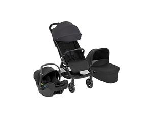 Graco - MYAVO™ TRIO - Silla de paseo de plegado rápido (0-22 kg), silla portabebés (da 40 a 75 cm) y capazo (mx. 9 kg); color Charcoal