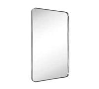 GRACTO Espejo de baño con Marco de Metal de níquel Cepillado de 61 x 91 cm para Pared en Acero Inoxidable, Redondeado, Rectangular, Espejo de tocador montado en la Pared