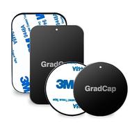 GradCap® Placa de Metal para Soporte magnético Universal Placa de Repuesto Disco de Metal con Fuerte Adhesivo para Soportes de Coche 2 rectangulares y 2 Redondos (Todos Negro)