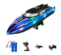 Graddi Aquablaze, 2.4GHz Remote Control Racing Boats with LED Lights, USB Rechargeable, 200 Mins Long Battery Life, Low Battery & out of Distance Alert (Blue-2 Battery)