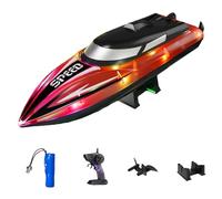 Graddi Aquablaze, 2.4GHz Remote Control Racing Boats with LED Lights, USB Rechargeable, 200 Mins Long Battery Life, Low Battery & out of Distance Alert (Red-1 Battery)
