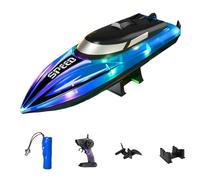 Graddi Aquablaze, 2.4GHz Remote Control Racing Boats with LED Lights, USB Rechargeable, 200 Mins Long Battery Life, Low Battery & out of Distance Alert (Blue-1 Battery)