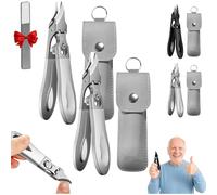 Graddi Ingrowfix Pro for Thick Nails, Graddi Nail Clippers- with Overall Stainless Steel,Slanted Toenail Clipper for Thick Nails, Seniors & Ingrown Care (Silver+Silver)