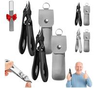 Graddi Ingrowfix Pro for Thick Nails, Graddi Nail Clippers- with Overall Stainless Steel,Slanted Toenail Clipper for Thick Nails, Seniors & Ingrown Care (Black+Black)