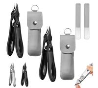 Graddi Ingrowfix Pro, Graddi Ingrowfix Pro - for Thick Nails, Stainless Steel Large Opening Anti-Splash Pliers, Slanted Nail Clippers, Non-Slip Handle with a Locking Clasp (Black,2pcs)