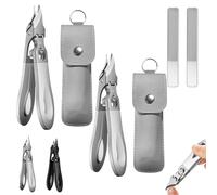 Graddi Ingrowfix Pro, Graddi Ingrowfix Pro - for Thick Nails, Stainless Steel Large Opening Anti-Splash Pliers, Slanted Nail Clippers, Non-Slip Handle with a Locking Clasp (Silver,2pcs)