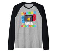 Grade 3 Level Unlocked Gamer Back to School Boy Camiseta Manga Raglan