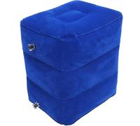 GRADENEVE 1pieza Reposapiés Inflable Ajustable Material Aterciopelado Doble Válvula para Inflado Rápido Cojín Plegable para Viaje y Oficina Color Azul Oscuro