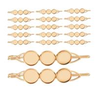 GRADENEVE 20 Unidades Pasadores Cabello Metálicos con Base de Bisel Redondo, Bandejas Vacías para Cabujones de 12 Mm, para Diy, Accesorios para Peluquería y Complementos para Niñas y Mujeres