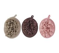 GRADENEVE 3 Esponjas de Baño Cuerda Corta para Colgar de Poliéster y Pe Forma de Flor Producción Abundante de Espuma, Accesorios Prácticos para Ducha