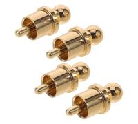 GRADENEVE 4 Piezas Protector de Conector de Audio Acabado Dorado, Metal | Capuchón Antipolvo Reutilizable, Ajuste Compatible para Tomas de Audio y Entradas de Subwoofer