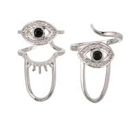 GRADENEVE Anillos para Uñas Mujer 2 Piezas Diseño Ojo Malvado Ajustables de Metal Gemas de Imitación para Decoración Punta de Dedo y Arte de Uñas