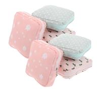 GRADENEVE Bolsa Menstruación Portátil 6 Piezas Diseño Estampado Verde Puntos Cactus y Rosa Hojas Estuche para Compresas Higiénicas Femeninas Organizador Discreto para Viajes y Escuela