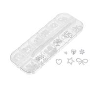 GRADENEVE Caja de Perlas Creativas para Decoración de Uñas Forma de Corazón, Material Plástico Blanco, Fácil de Usar para Salón de Belleza o Citas
