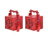GRADENEVE Cajas de Dulces de Madera Estilo Chino para Bodas, 2piezas, Diseño Creativo Borlas Rojas, Seguras y Portátiles, Ideales para Regalos de Matrimonio