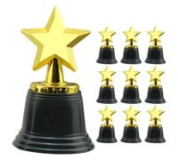 GRADENEVE de Estrella Dorados Pack de 10 Piezas 10 Trofeos de Plástico Abs, Mini Premios para Actividades y Eventos para Competencias y Fiestas Infantiles
