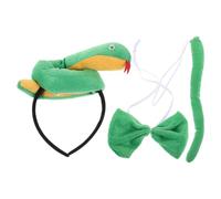 GRADENEVE Diadema de Animal para Cosplay 3 Piezas Serpiente Tridimensional Verde Vientre Amarillo para Fiesta Infantil y Disfraces, Accesorio Ligero y Reutilizable para Eventos Temáticos