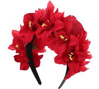 GRADENEVE Diadema de Flores Simuladas para Mujer en Color Rojo, Accesorio de Tela Diseño de Peonía, Estilo Retro y Elegante para Diversas Ocasiones y Viajes
