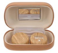 GRADENEVE Estuche Vintage para Lentes de Contacto con Grano de Madera, Doble Almacenamiento para Lentes Contacto, práctico Recipiente Viajes, Incluye solución Limpieza, Compacto y