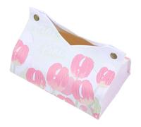 GRADENEVE Funda para Caja de Pañuelos Rectangular de Piel Sintética PU Diseño de Flor de Tulipán Elegante y Almacenamiento Conveniente para Decoración del Hogar