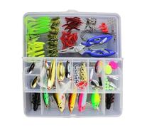 GRADENEVE Juego de Aparejos de Pesca Multifuncional, Caja Transparente de Polipropileno 101 Piezas Compartimentos Separados para Señuelos y Accesorios, Color Varios Estilos
