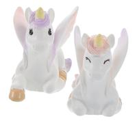 GRADENEVE Juego de Decoración para Tartas 2 Figuras de Unicornio de Resina, Ligeras y Fáciles de Decorar, Ideales para Cumpleaños y Suculentas