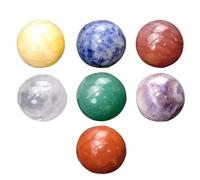 GRADENEVE Juego de Piedra de Cristal Decorativa Redonda Adorno de Piedra Natural 7 Piezas Adecuado para Decoración y Regalos en Año para Hogar