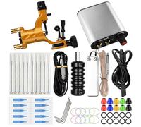 GRADENEVE Kit de Tatuaje Portátil Motor Rotatorio Robusto, Mini Máquina de Tatuar de Acero Inoxidable Plateado, Multifuncional para Tatuadores Principiantes, Suministro Profesional