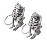 GRADENEVE Llavero de Esqueleto Creativo Calavera para Coche y Bolso, 2 Piezas de Metal y Goma, Colgante Decorativo Adecuado para Obsequio de Cumpleaños o Navidad