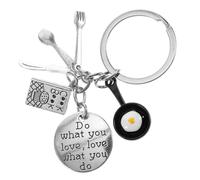 GRADENEVE Llavero de Utensilio para Huevo Frito en Aleación de Zinc Plata, Colgante Delicado y Creativo para Bolso o Mochila, Fácil de Llevar Acabado Artesanal