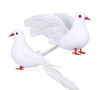 GRADENEVE Palomas Artificiales de Paz en Color Blanco para Decoración de Bodas y Exhibiciones Estacionales, Material Sintético Alambre Pequeño para Soporte, Pack de 2 Piezas