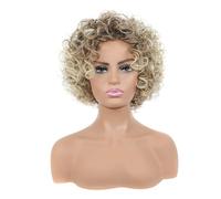 GRADENEVE Peluca Afro Corta Dorada para Mujer de Fibra Transpirable Aspecto Natural, Estilo Moderno Adecuado para Fiestas Temáticas y Uso Diario