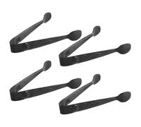 GRADENEVE Pinzas para Mojar Galletas Negras de Acero Inoxidable, Mini Utensilios para Servir Desayuno, Pack 4 Piezas Mango Antideslizante para Panadería, Buffet y Fiestas de Té