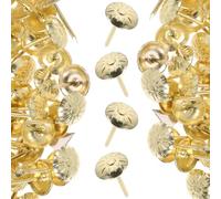 GRADENEVE Tachuelas de Tapicería Vintage para Sofá, Clavos Decorativos de Hierro Dorado Cabeza Redonda en Forma de Crisantemo, 300 Piezas para Muebles y Decoración Artesanal