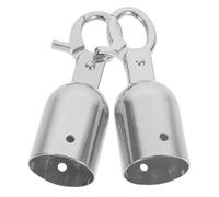 GRADENEVE Topes de Cuerda Pequeños Plateados 2 Piezas, Accesorios para Barreras de Cadena y Postes, Conectores de Extremos de Cuerda para Control de Multitudes, Soportes de Gancho