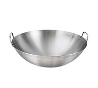 GRADENEVE Wok de Cocina de Acero Inoxidable 32 Cm, Doble Asa, Sartén Multifuncional para Freír y Cocinar en Casa, Olla Resistente y Fácil de Limpiar para Uso