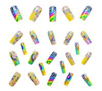 Gradient Acrylic Nails, French Tip Press-Ons, Reusable Nail Kit, Exquisite Nail Arts, 1-2cm Difference in Size, Sophisticated Appearance Suitable for Any Event or Daily Activity